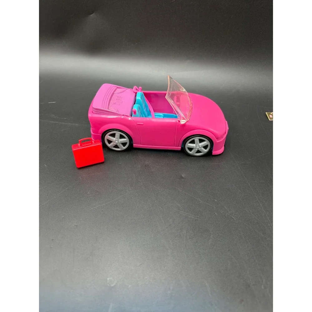 Polly Pocket 2008 Mattel Pink Convertible Car Blue Seats Red Suitcase 1186 MJ